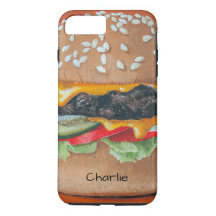 Hamburger Illustratie aangepaste naam telefoonkwes iPhone 8 Plus / 7 Plus Hoesje