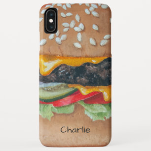 Hamburger Illustratie aangepaste naam telefoonkwes iPhone XS Max Hoesje