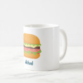 Hamburger illustratie gepersonaliseerd koffiemok (Voorkant rechts)