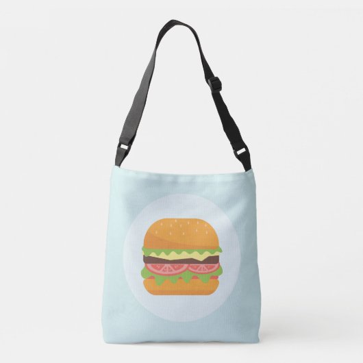 Hamburger Illustratie met tomaat en sla Crossbody Tas (Achterkant)