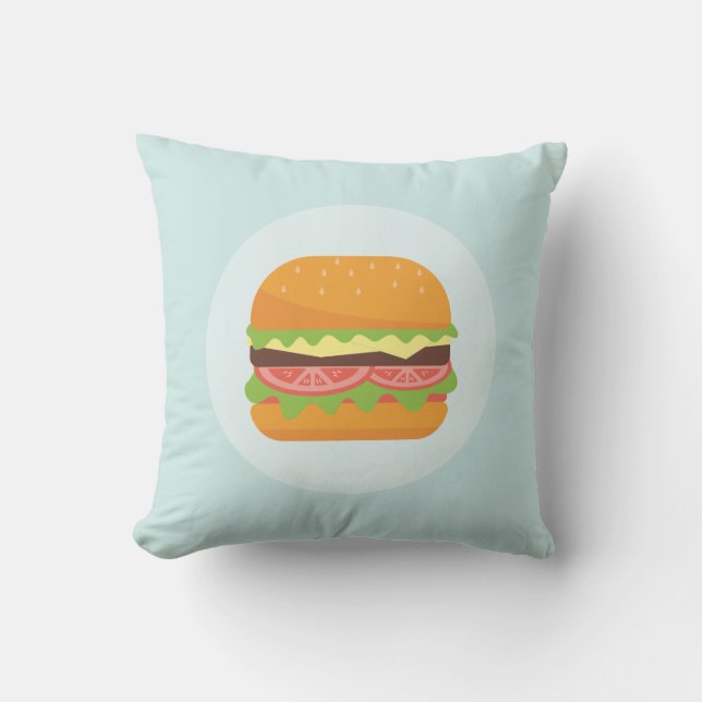 Hamburger Illustratie met tomaat en sla Kussen (Voorkant)