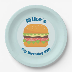 Hamburger Illustratie Verjaardag BBQ Papieren Bordje