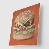 Hamburger Illustration horloge murale de cuisine (Angle)