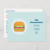 Hamburger Illustration Summer BBQ Party Invitation (Devant / Derrière)