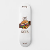 Hamburger kawaii "eat skate repeat" skateboard (Voorkant)