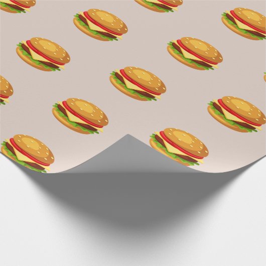 Hamburger Lover Cheeseburger Cute Tiled Pattern Cadeaupapier (Hoek)