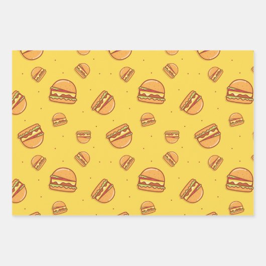Hamburger Lover Cheeseburger Cute Tiled Pattern Inpakpapier Vel (Voorkant 2)