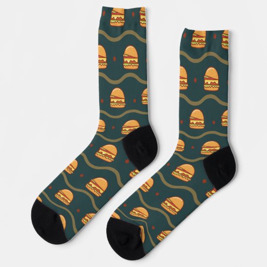 Hamburger Lover Cheeseburger Cute Tiled Pattern Sokken (Links)