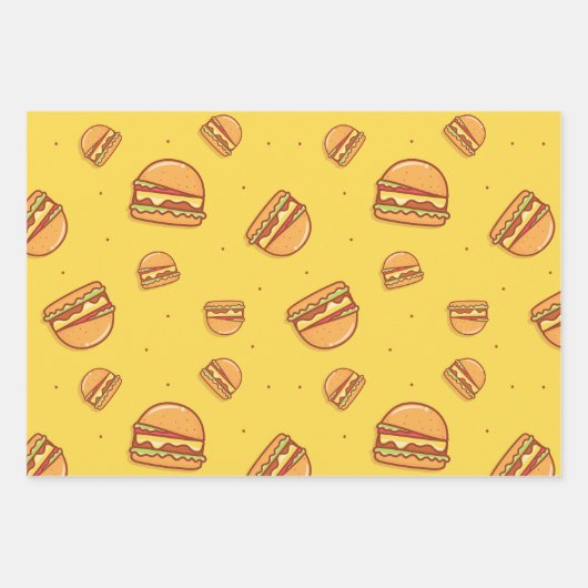 Hamburger Lover Cute Tiled Pattern Inpakpapier Vel (Voorkant 2)