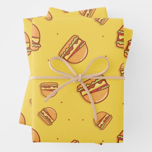 Hamburger Lover Cute Tiled Pattern Inpakpapier Vel (In situ)