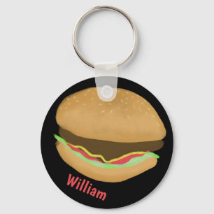 Hamburger Lovers Fun Yummy CUSTOM NAME Sleutelhanger