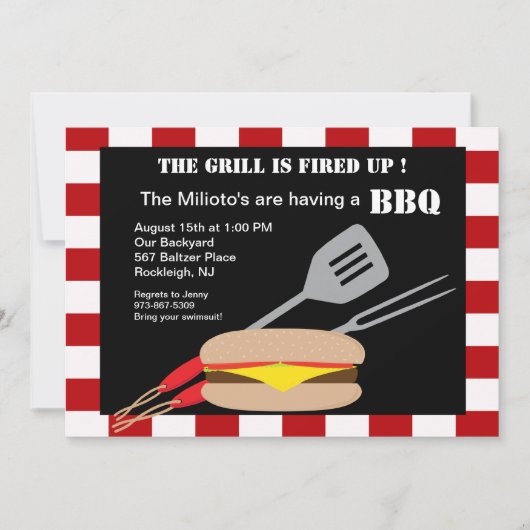 Hamburger met gereedschap Barbecue Uitnodiging (Voorkant)