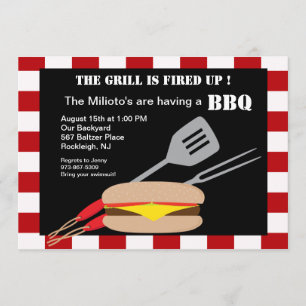 Hamburger met gereedschap Barbecue Uitnodiging