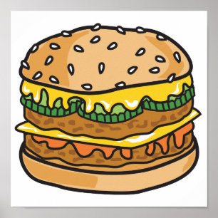 hamburger met retro - kaas poster