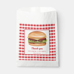 Hamburger op rode Gingham verjaardag dank u Bedankzakje