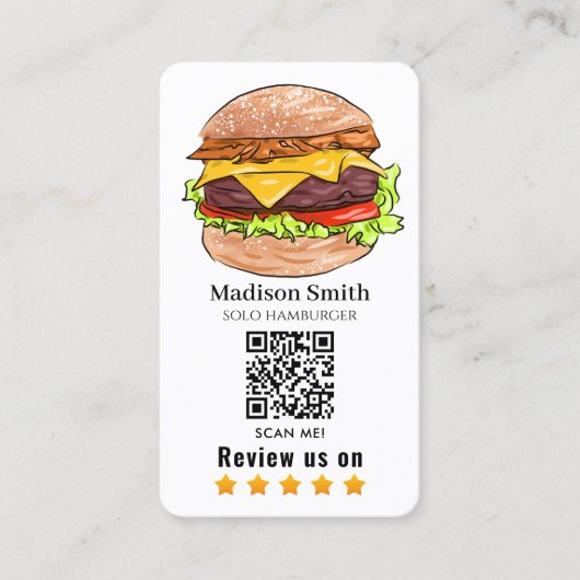 hamburger review QR Code Visitekaartje (Voorkant)