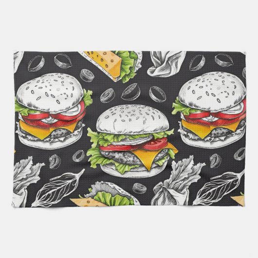 Hamburger  schets van CallisC Arts Theedoek (Horizontaal)