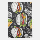 Hamburger  schets van CallisC Arts Theedoek (Verticaal)