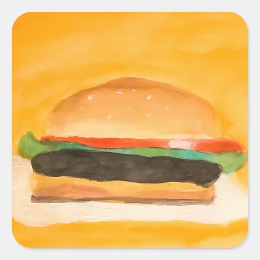 Hamburger Vierkante Sticker (Voorkant)