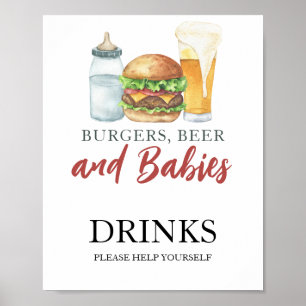 Hamburgers en baby's Baby shower drankjes Poster