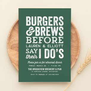 Hamburgers en biertjes voor het groene pre-huwelij kaart