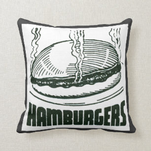 Hamburgers Retro Diner Lancer Oreiller