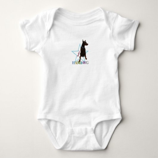 HAMbWG Baby Boy T w Hambwg Pet Doberman "Bailey" Romper (Voorkant)