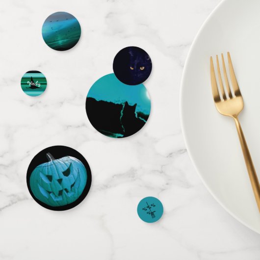 HAMbWG - Confetti de table - Chat d'Halloween Turq (Groupe)