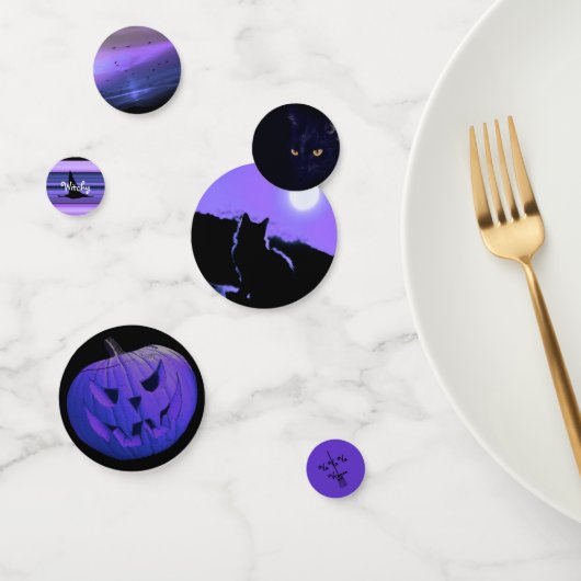 HAMbWG - Confettis de table - Chat Halloween viole (Groupe)