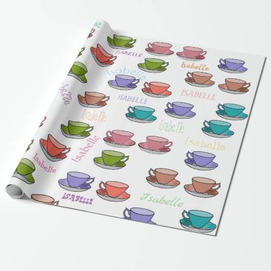 HAMbWG Pastel Tea Cups Cadeaupapier (Uitgerold)