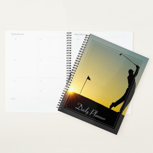 HAMbWG - Photo Daily Planner - Golfer au coucher d (Devant avec enveloppe)