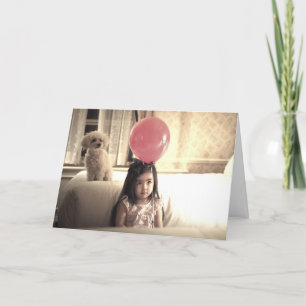 HAMbWG-Wenskaart - Meisje met ballon en puppy Kaart