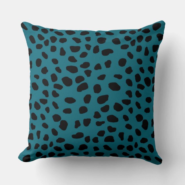HAMbyWG Blauwgroen blauw en zwarte luipaard afdruk Kussen (Voorkant)
