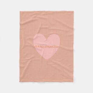 HAMbyWG - Fleece Blanket - Peach Gingham w hart Deken