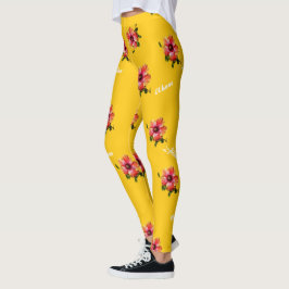 HAMbyWG Hawaiin Thema met Hibiscus Flower Leggings