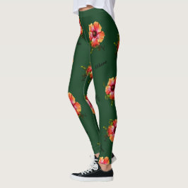 HAMbyWG Hawaiin Thema met Hibiscus Flower Leggings
