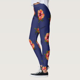 HAMbyWG Hawaiin Thema met Hibiscus Flower Leggings