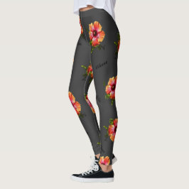 HAMbyWG Hawaiin Thema met Hibiscus Flower Leggings