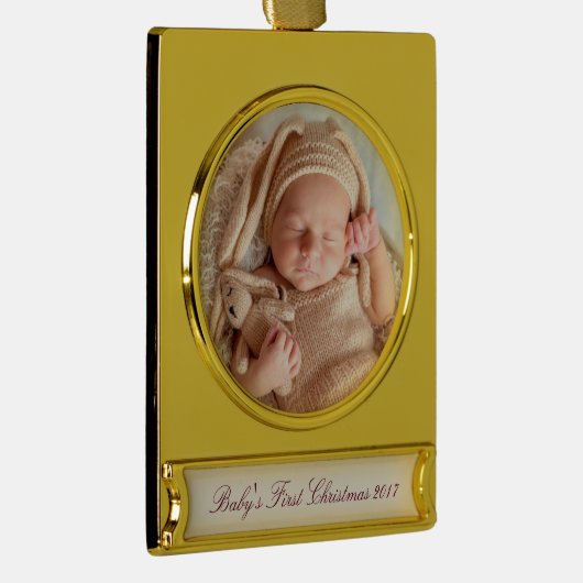 HAMbyWG - kerstversiering - met uw afbeelding Verguld Banner Ornament (Rechts)