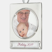HAMbyWG - kerstversiering - met uw afbeelding Verzilverd Banner Ornament (Links)