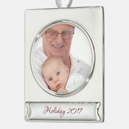 HAMbyWG - kerstversiering - met uw afbeelding Verzilverd Banner Ornament (Links)