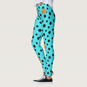 HAMbyWG - Leggings - Turqoise w Polka Dots on Roze