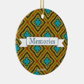 HAMbyWG - Olijf, roest en blauw Macrame Keramisch Ornament (Rechts)