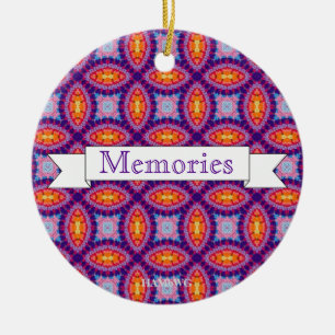 HAMbyWG - Paarse, Oranje, Aqua Macrame van 1970 Keramisch Ornament