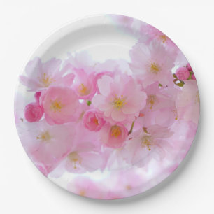 HAMbyWG - Papieren Borden 9 inch - Roze bloemen Bordje