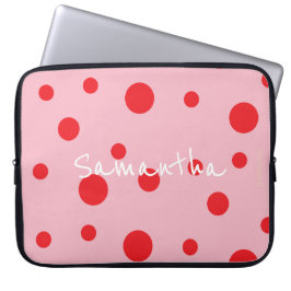 HAMbyWG - Rode poka-punten met achtergrondkleur Laptop Sleeve