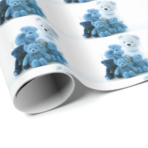HAMbyWG - Verpakkingspapier - Blauwe Teddy Bears Cadeaupapier