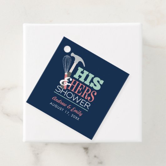 Hamer en gardeer Zijn & Haar Handige Koppel Shower Bedankjes Labels (In situ)