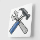 Hamer en Moersleutel Vierkante Klok (Hoek)