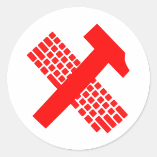 Hamer en toetsenbord ronde sticker